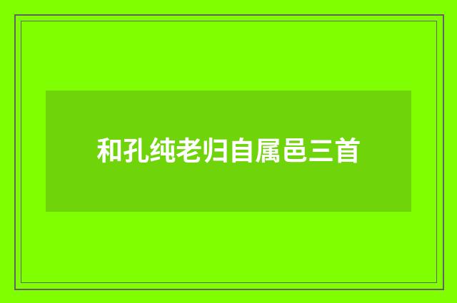 和孔纯老归自属邑三首