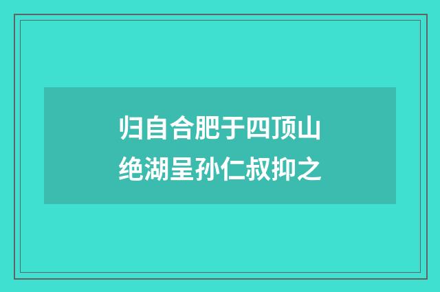 归自合肥于四顶山绝湖呈孙仁叔抑之