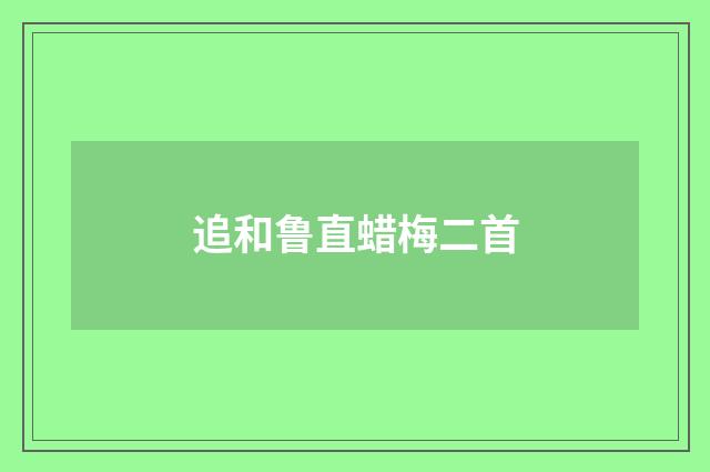 追和鲁直蜡梅二首