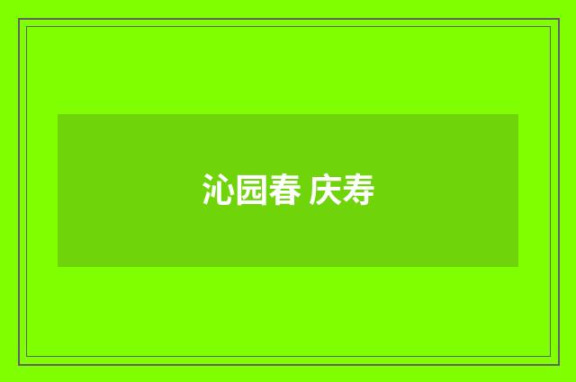 沁园春 庆寿