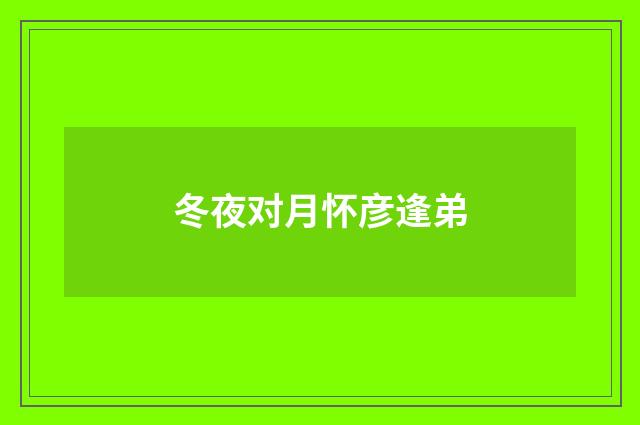 冬夜对月怀彦逢弟