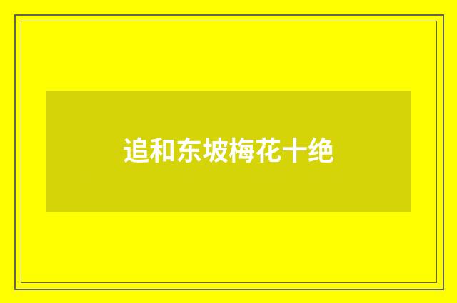 追和东坡梅花十绝