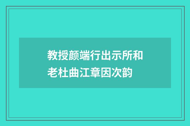 教授颜端行出示所和老杜曲江章因次韵