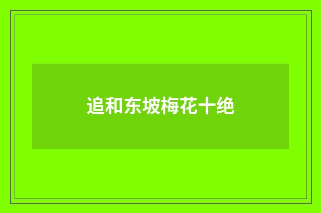 追和东坡梅花十绝