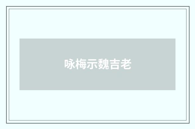 咏梅示魏吉老