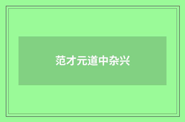 范才元道中杂兴