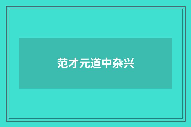 范才元道中杂兴