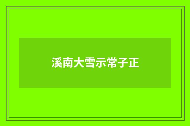 溪南大雪示常子正