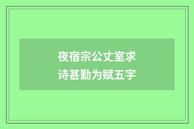 夜宿宗公丈室求诗甚勤为赋五字