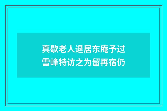 真歇老人退居东庵予过雪峰特访之为留再宿仍