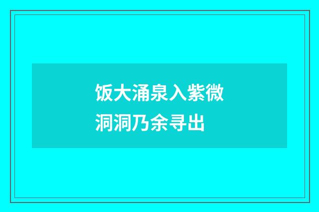饭大涌泉入紫微洞洞乃余寻出