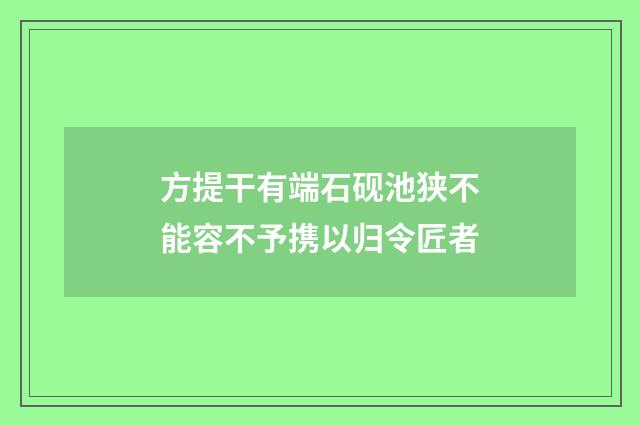 方提干有端石砚池狭不能容不予携以归令匠者
