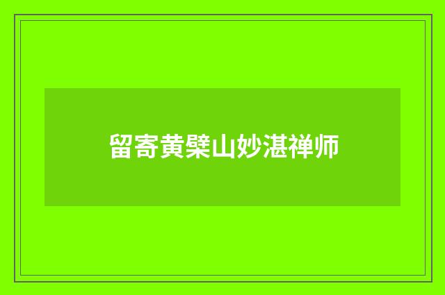 留寄黄檗山妙湛禅师