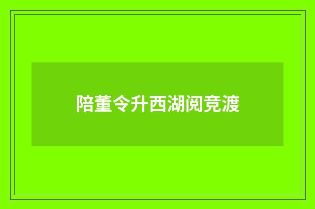 陪董令升西湖阅竞渡