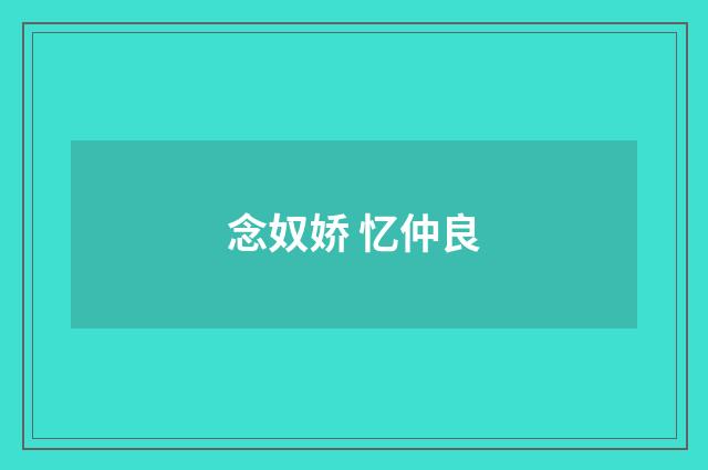 念奴娇 忆仲良