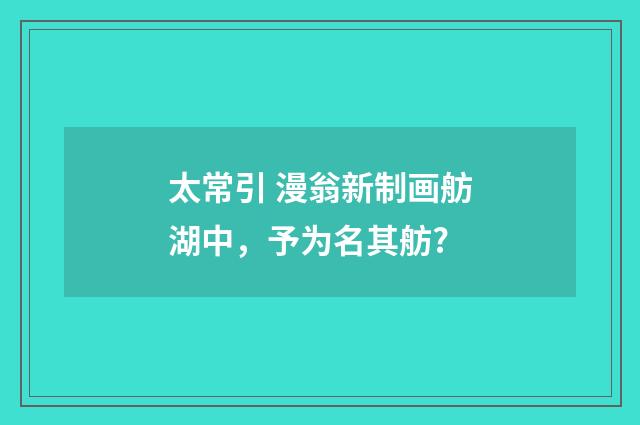 太常引 漫翁新制画舫湖中，予为名其舫?
