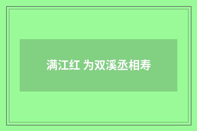 满江红 为双溪丞相寿