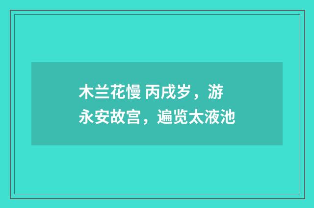 木兰花慢 丙戌岁，游永安故宫，遍览太液池