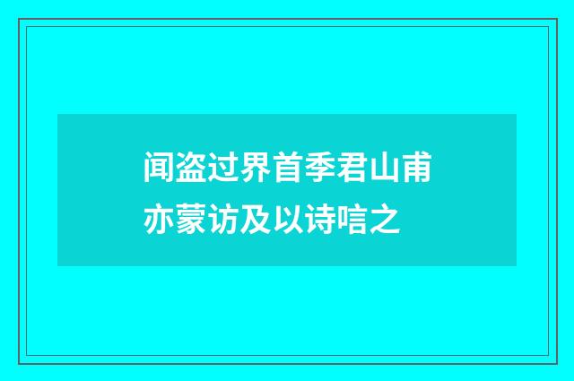 闻盗过界首季君山甫亦蒙访及以诗唁之