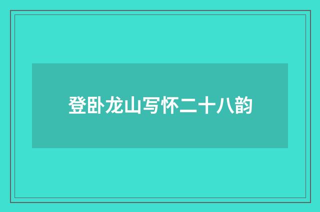 登卧龙山写怀二十八韵