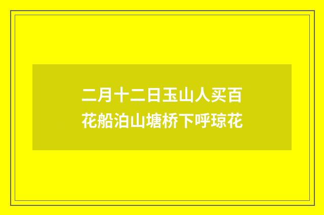 二月十二日玉山人买百花船泊山塘桥下呼琼花