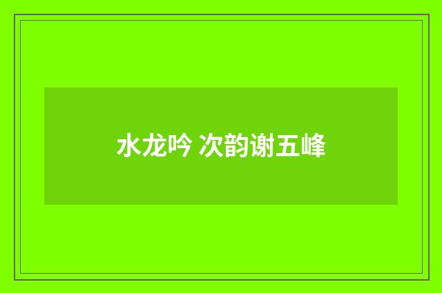 水龙吟 次韵谢五峰