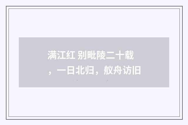 满江红 别毗陵二十载，一日北归，舣舟访旧