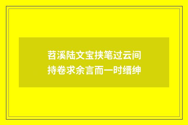 苕溪陆文宝挟笔过云间持卷求余言而一时缙绅