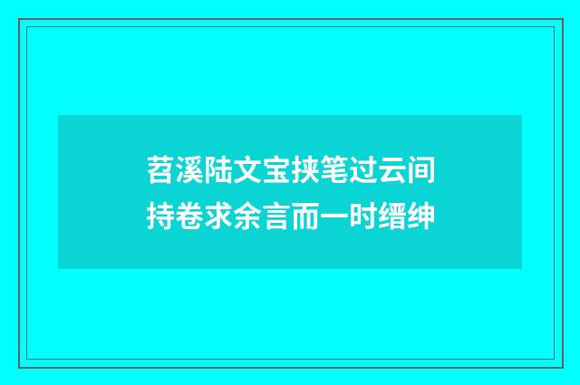 苕溪陆文宝挟笔过云间持卷求余言而一时缙绅