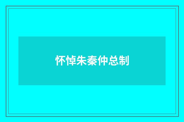 怀悼朱秦仲总制