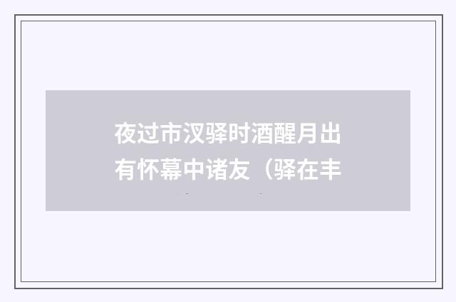 夜过市汊驿时酒醒月出有怀幕中诸友（驿在丰