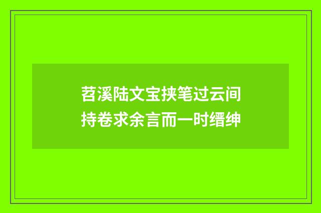 苕溪陆文宝挟笔过云间持卷求余言而一时缙绅