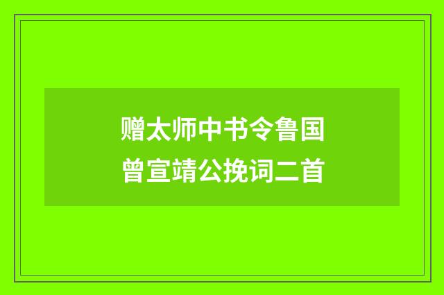 赠太师中书令鲁国曾宣靖公挽词二首
