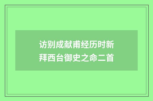 访别成献甫经历时新拜西台御史之命二首