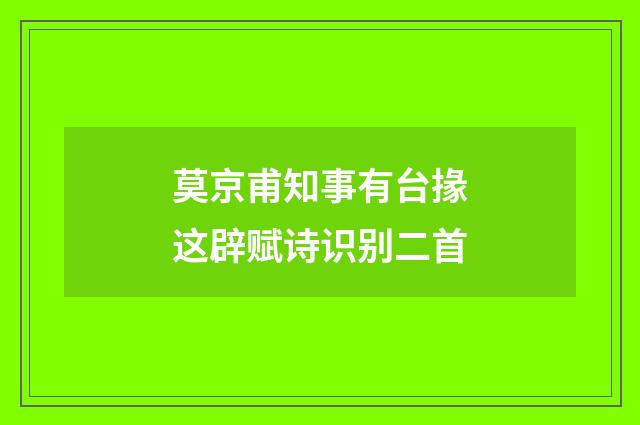 莫京甫知事有台掾这辟赋诗识别二首