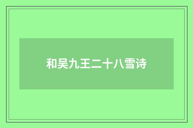 和吴九王二十八雪诗
