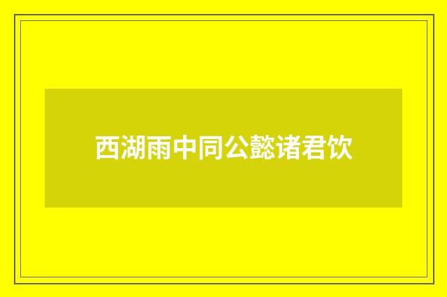 西湖雨中同公懿诸君饮