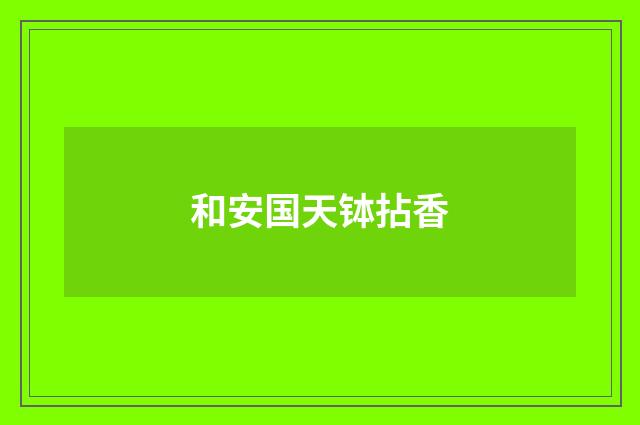 和安国天钵拈香