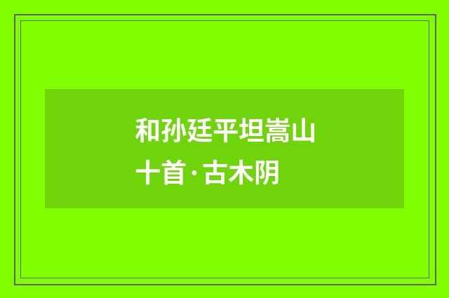 和孙廷平坦嵩山十首·古木阴