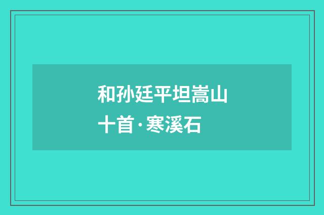 和孙廷平坦嵩山十首·寒溪石