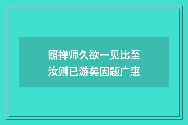 照禅师久欲一见比至汝则已游矣因题广惠
