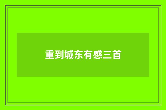 重到城东有感三首