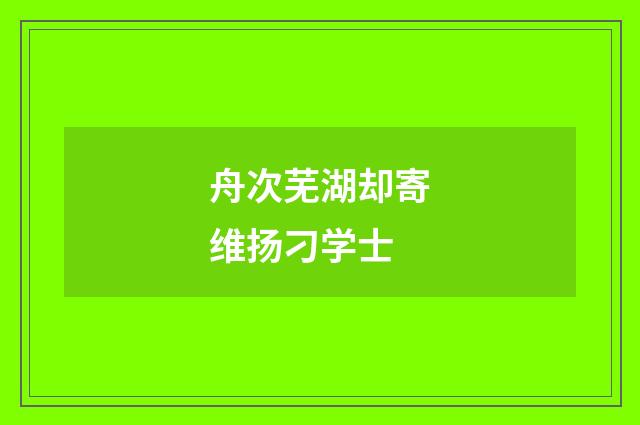 舟次芜湖却寄维扬刁学士