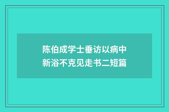陈伯成学士垂访以病中新浴不克见走书二短篇