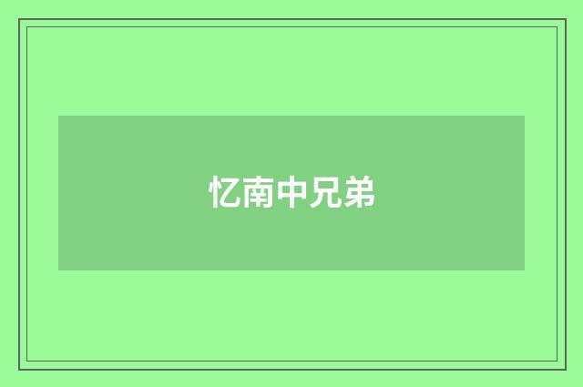 忆南中兄弟