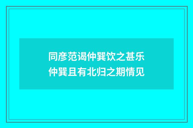 同彦范谒仲巽饮之甚乐仲巽且有北归之期情见