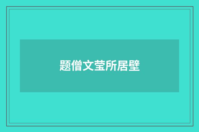 题僧文莹所居壁
