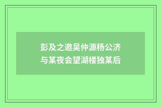 彭及之邀吴仲源杨公济与某夜会望湖楼独某后