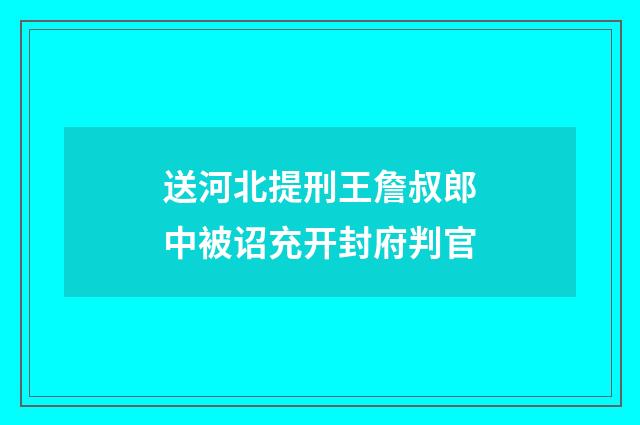 送河北提刑王詹叔郎中被诏充开封府判官
