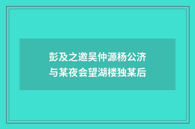 彭及之邀吴仲源杨公济与某夜会望湖楼独某后